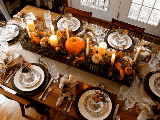 Décoration de table de desserts de Thanksgiving
